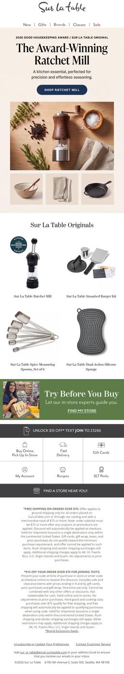 Sur La Table: The Award-Winning Ratchet Mill
