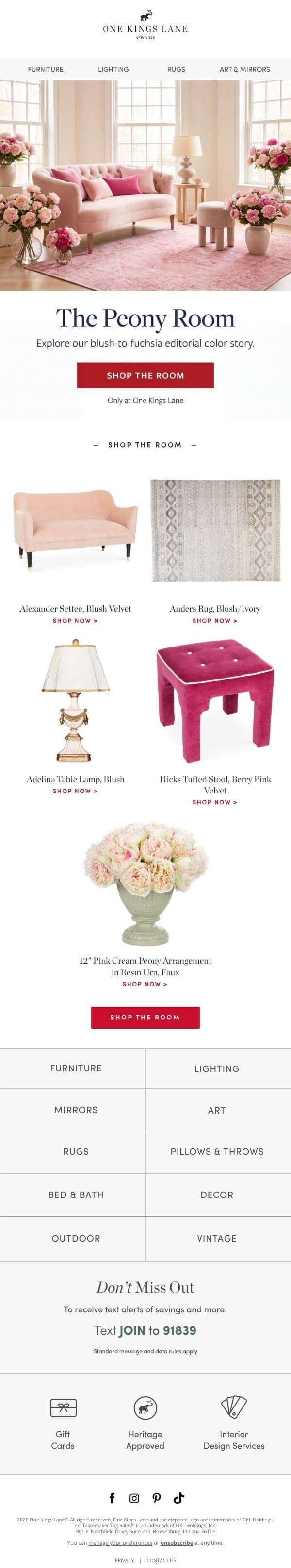 Peony room campaign email ready for approval