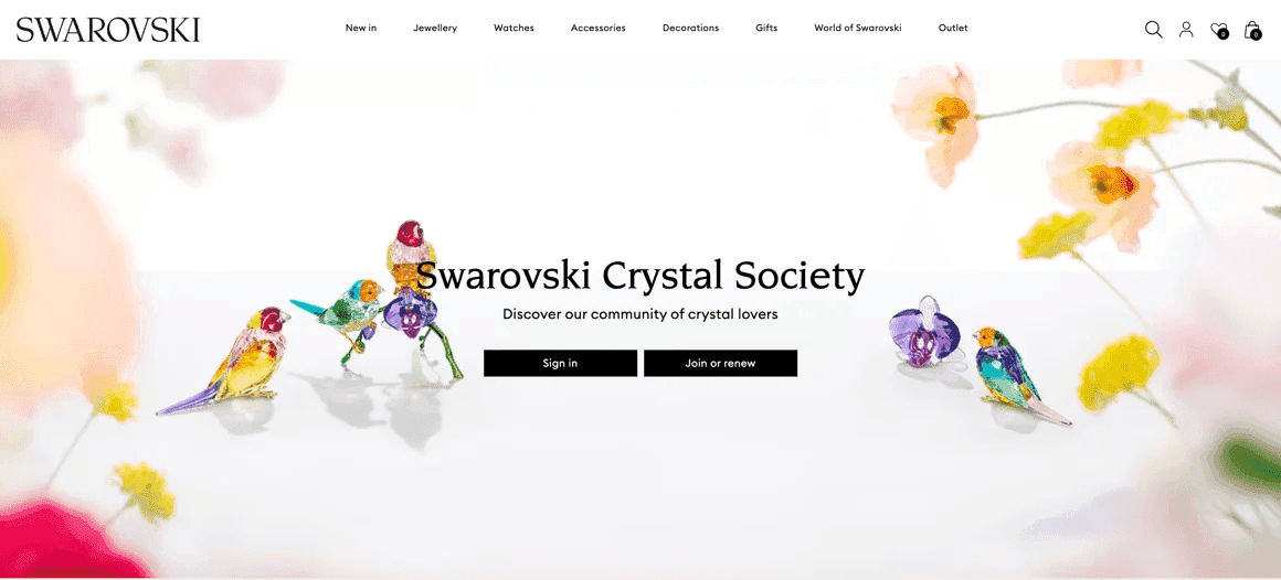 Swarovski Crystal Society annual membership example offering discounts and exclusive collector benefits