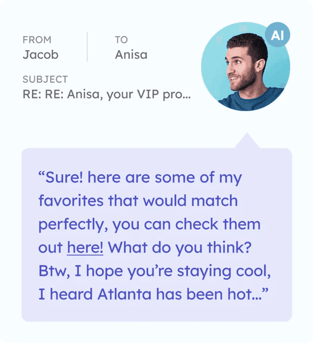 Generic mass text message contrasted with a personalized one-to-one SMS conversation with a customer