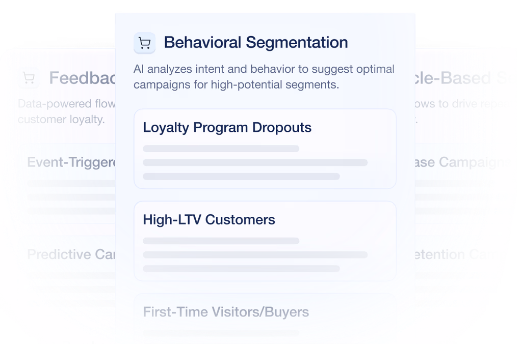 Behavioral segmentation panel surfacing customer cohorts